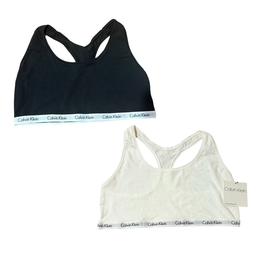 Calvin Klein Black and White Racerback Sports Bra 2 Pack